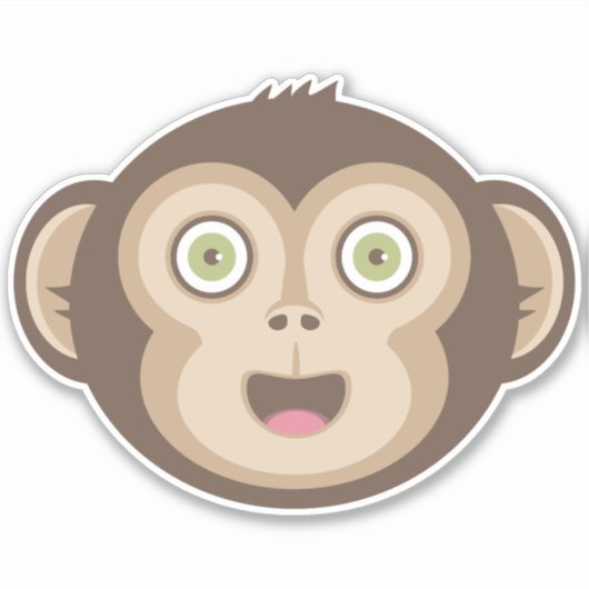 Schattigee aap - Schattige chimpansee Happy Face Sticker (Voorkant)