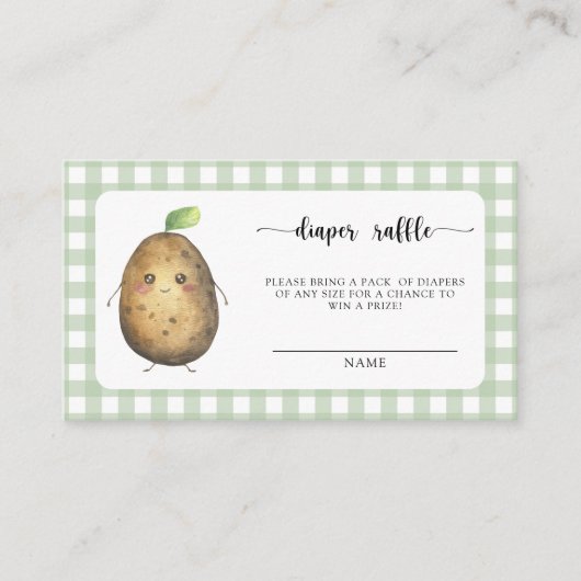 Schattigee aardappel - luier verloting ticket informatiekaartje (Voorkant)