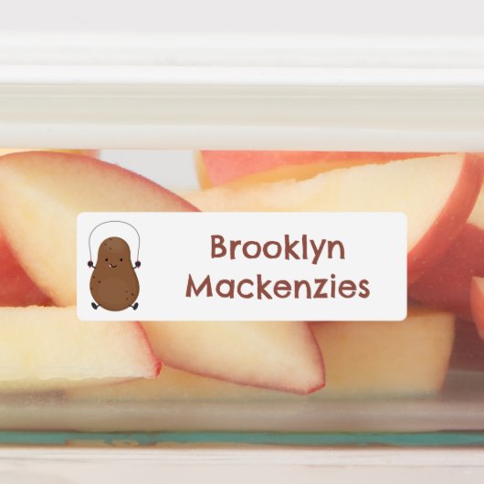 Schattigee aardappelspringtouw cartoon gepersonali labels (Aangebracht)
