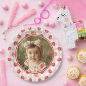 Schattigee Aardbei 1e Verjaardag Berry Eerste Foto Papieren Bordje (Feest)