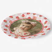 Schattigee Aardbei 1e Verjaardag Berry Eerste Foto Papieren Bordje (Gekanteld)