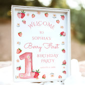 Schattigee aardbei 1e Verjaardag Berry Eerste Welk Poster