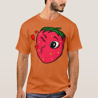 Schattigee aardbei Art Retro Toon Fruit T-shirt
