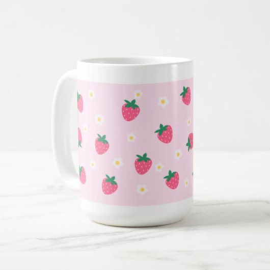 Schattigee aardbei bloem afbeelding mok (Voorkant links)