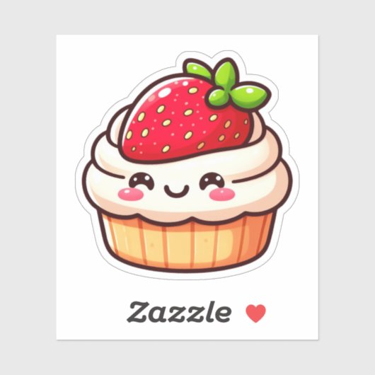 Schattigee Aardbei Cupcake Vinyl Stickers (Vel)