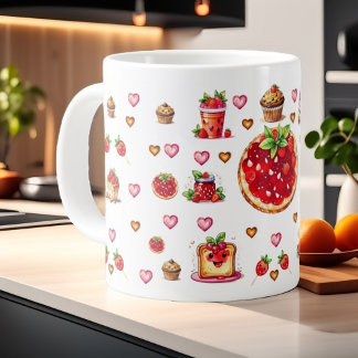 Schattigee aardbei 💗🍓🥨 grote koffiekop
