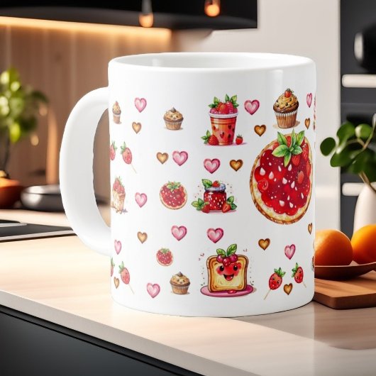 Schattigee aardbei 💗🍓🥨 grote koffiekop