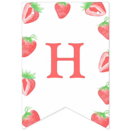 Schattigee Aardbei Happy Birthday bunting banner (Tweede vlag)