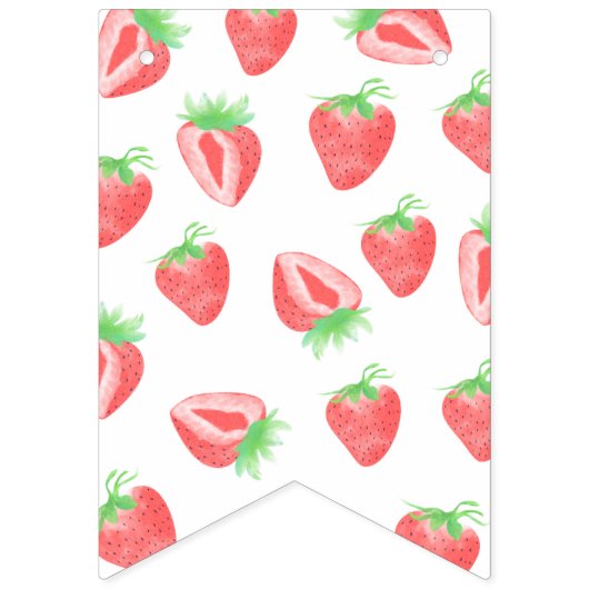 Schattigee Aardbei Happy Birthday bunting banner (Eerste vlag)