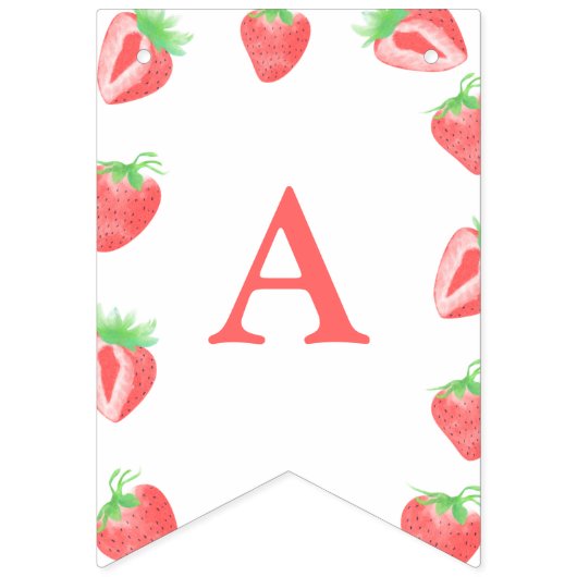 Schattigee Aardbei Happy Birthday bunting banner (Derde vlag)