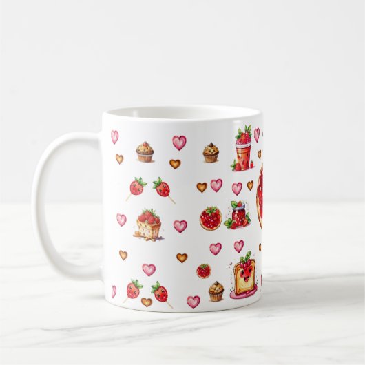 Schattigee aardbei 💗🍓🥨 koffiemok (Links)