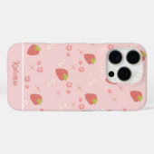Schattigee aardbei met bloemen. Case-Mate iPhone case (Achterkant (horizontaal))