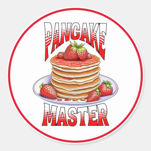 Schattigee aardbei pannenkoeken Foodie Ronde Sticker (Voorkant)