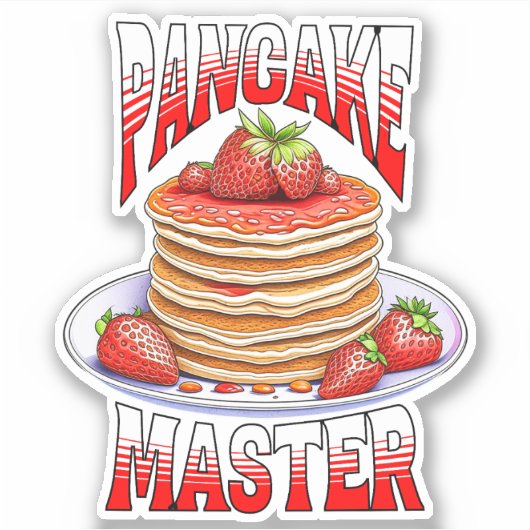 Schattigee aardbei pannenkoeken Foodie Sticker (Voorkant)