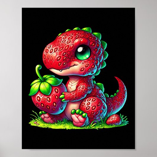 Schattigee Aardbei Summer Fruit Lover Dinosaur T R Poster (Voorkant)