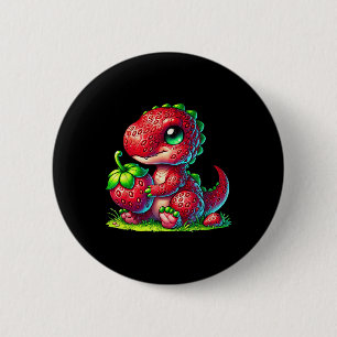 Schattigee Aardbei Summer Fruit Lover Dinosaur T R Ronde Button 5,7 Cm