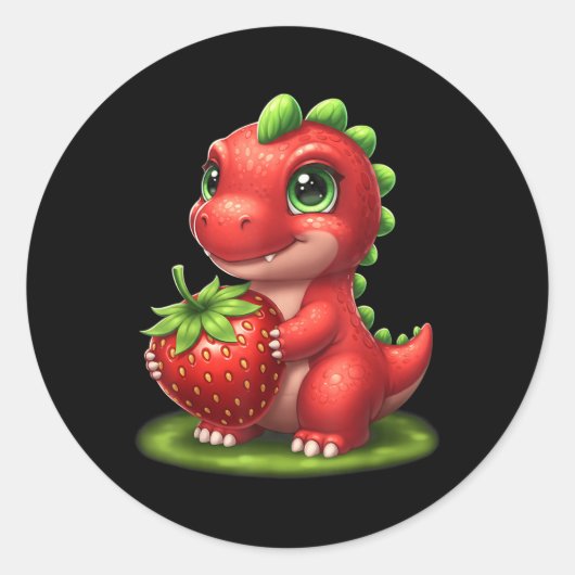 Schattigee Aardbei Summer Fruit Lover Dinosaur T R Ronde Sticker (Voorkant)
