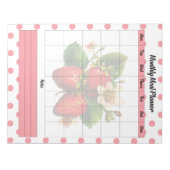 Schattigee aardbei trakteert maandelijks maaltijdp notitieblok (Voorkant)