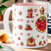 Schattigee aardbei 💗🍓🥨 tweekleurige koffiemok