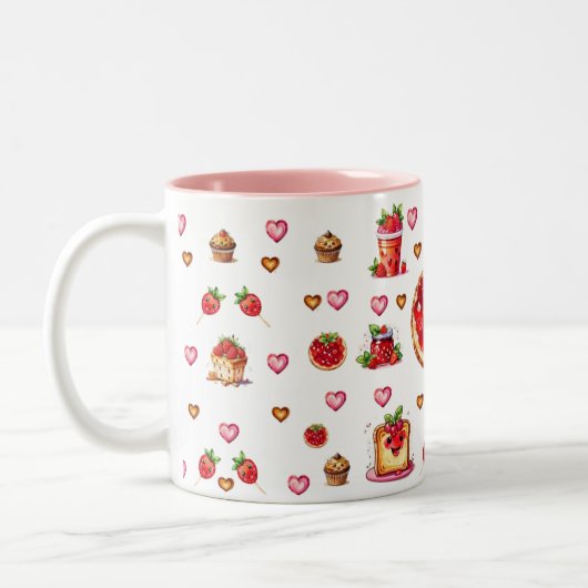 Schattigee aardbei 💗🍓🥨 tweekleurige koffiemok (Links)