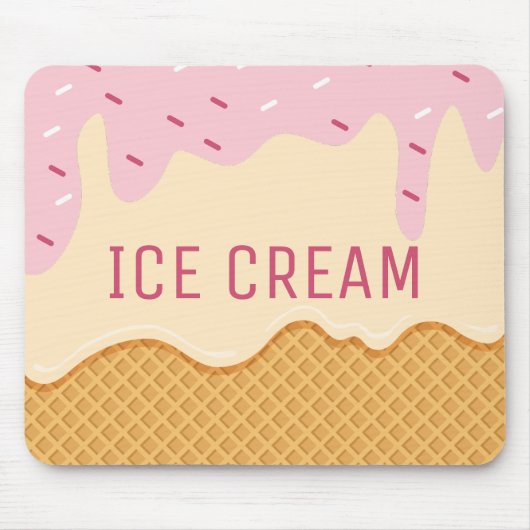 Schattigee aardbei vanille ijs Schattige Dessert Muismat (Voorkant)