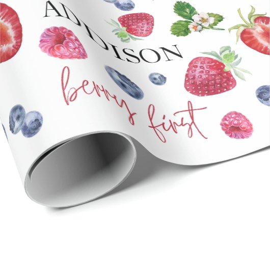 Schattigee aardbei verjaardag cadeaupapier (Rol Hoek)