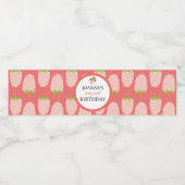 Schattigee aardbei verjaardagsbes eerst waterfles etiket (Enkel label)