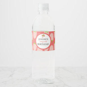Schattigee aardbei verjaardagsbes eerst waterfles etiket