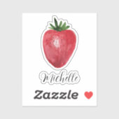 Schattigee aardbei Waterverf gepersonaliseerd Sticker (Vel)