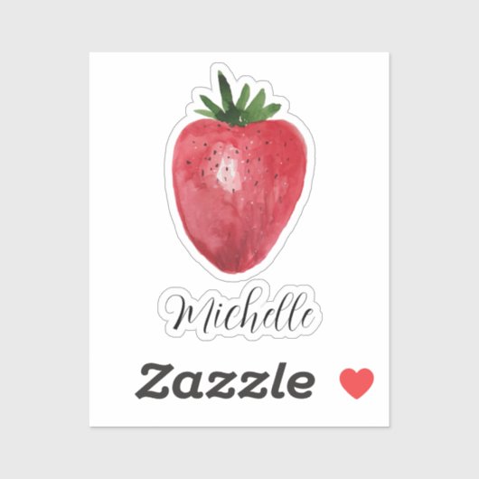 Schattigee aardbei Waterverf gepersonaliseerd Sticker (Vel)