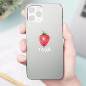 Schattigee aardbei Waterverf gepersonaliseerd Sticker (Telefoon)