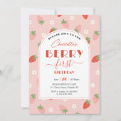 Schattigee Aardbeien Berry Eerste 1e Verjaardag Kaart (Voorkant)