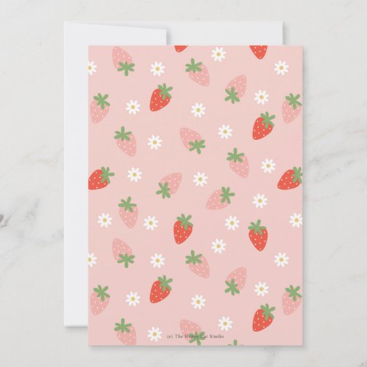 Schattigee Aardbeien Berry Eerste 1e Verjaardag Kaart (Achterkant)