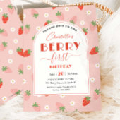 Schattigee Aardbeien Berry Eerste 1e Verjaardag Kaart