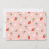 Schattigee aardbeien bessen eerste 1e verjaardag f kaart (Achterkant)