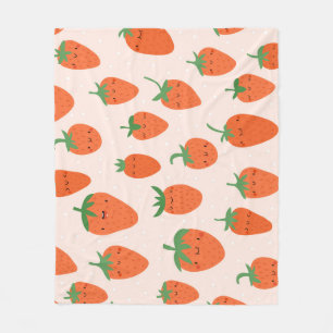 Schattigee aardbeien:  Cartoon Fleece Deken