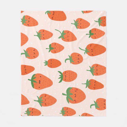 Schattigee aardbeien:  Cartoon Fleece Deken (Voorkant)