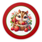 Schattigee aardbeien chipmunk liefhebbers keramische knop (Voorkant)