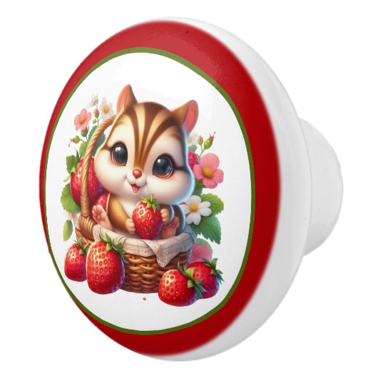 Schattigee aardbeien chipmunk liefhebbers keramische knop (Rechts)