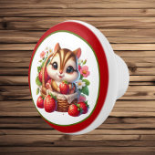 Schattigee aardbeien chipmunk liefhebbers keramische knop