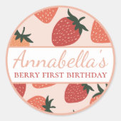 Schattigee Aardbeien Custom Naam Berry Ronde Sticker (Voorkant)