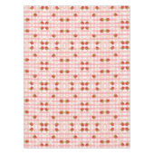 Schattigee aardbeien en bloemen op een roze gingha tafelkleed (Voorkant)