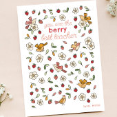 Schattigee aardbeien en vogels Leraar Waardering Bedankkaart