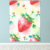 Schattigee aardbeien regenboog Daisy verjaardagsfe Canvas Afdruk (Insitu (Houten vloer))