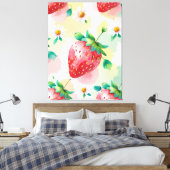 Schattigee aardbeien regenboog Daisy verjaardagsfe Canvas Afdruk (Insitu (Slaapkamer))