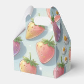 Schattigee aardbeien regenboog verjaardagsfeestje bedankdoosjes (Achterkant)