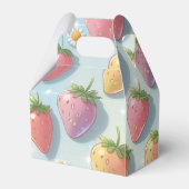 Schattigee aardbeien regenboog verjaardagsfeestje bedankdoosjes (Voorkant Zijde)