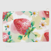 Schattigee aardbeien regenboog verjaardagsfeestje golfhanddoek (Horizontaal)