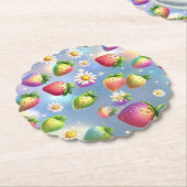 Schattigee aardbeien regenboog verjaardagsfeestje kartonnen onderzetters (Gekanteld)