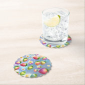 Schattigee aardbeien regenboog verjaardagsfeestje kartonnen onderzetters (Insitu)